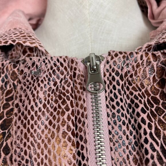 Chi by Falchi Jacket Faux Reptile Skin NWT Detachable Hood Women Size Large Coat - Picture 8 of 15